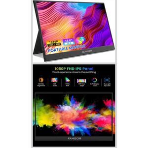 FANGOR Portable Monitor, 15.6" FHD 1080P Ultra-Slim HDR  with Smart Cover New